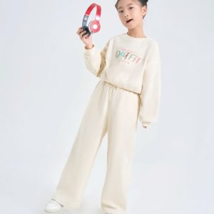 CANIFA Bộ quần áo bé gái dài tay cotton thêu hình