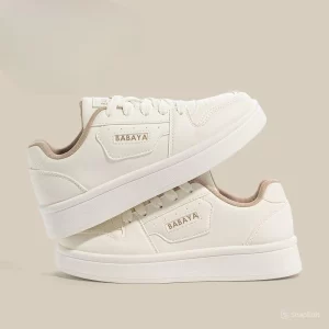 Giày thể thao bé gái màu trắng mix nâu hiệu BaBaYa 0239