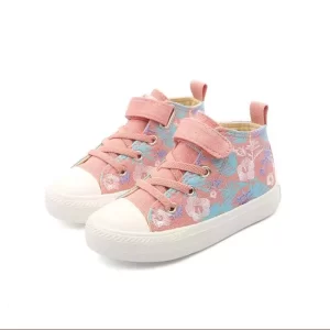 Giày Trẻ Em Vải Cổ Cao Thêu Hoa Bé Gái Hiệu BABAYA 8123