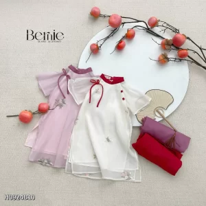Set áo dài cách tân hoa nhí bé gái hiệu Bernie