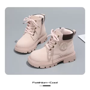 Bốt bé gái giày cổ cao hiệu BaBaYa LS05 màu Hồng