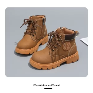 Bốt bé gái giày cổ cao hiệu BaBaYa LS05 Nâu