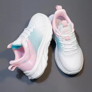 Giày thể thao sneaker siêu nhẹ bé gái xanh hồng pastel Babaya