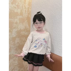 Áo swearter kẻ hồng bé gái đáng yêu hiệu BERNIE