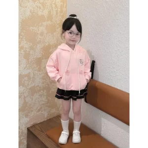 Áo hoodie bé gái màu hồng hiệu Bernie