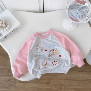 Áo nỉ sweater bé gái màu ghi hồng hiệu bernie