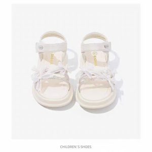 Dép Sandal Bé Gái Màu Trắng đính nơ XC-CXE2728